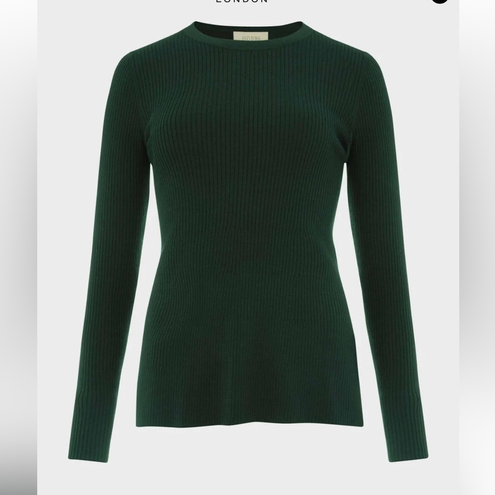 Hobbs Loretta Green Ribbed Sweater